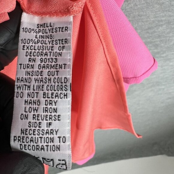 Bob Mackie NWT L Pink Embroidered Chiffon Tunic Embellished Top 3/4 Sleeve Artsy - Picture 15 of 16